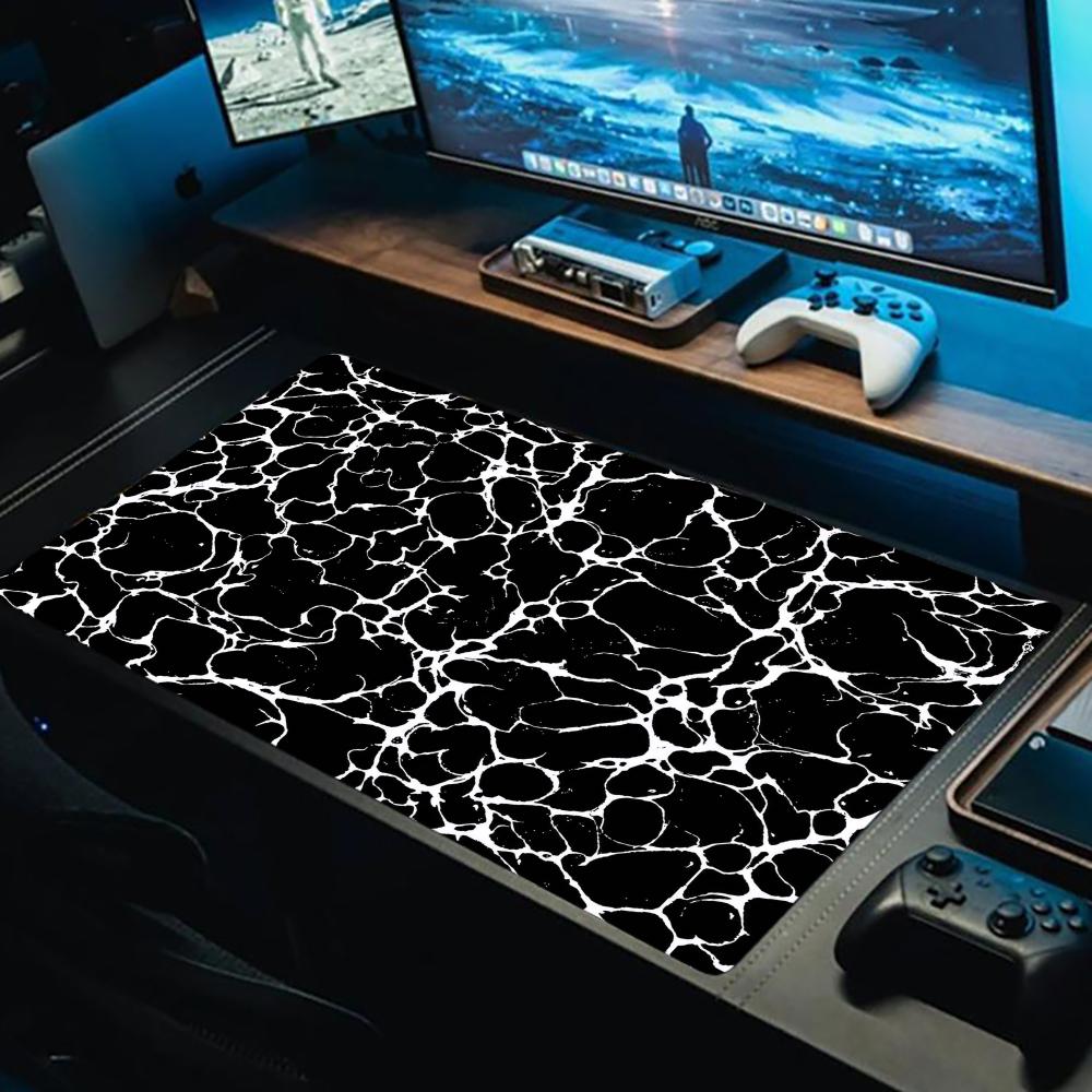 Schwarz-Weiß Textur Mauspade Esports Büro Laptop Schreibtischmatte Spielzubehör Mauspade XXL Rutschfest HD Gaming Lange Schreibtischmatte