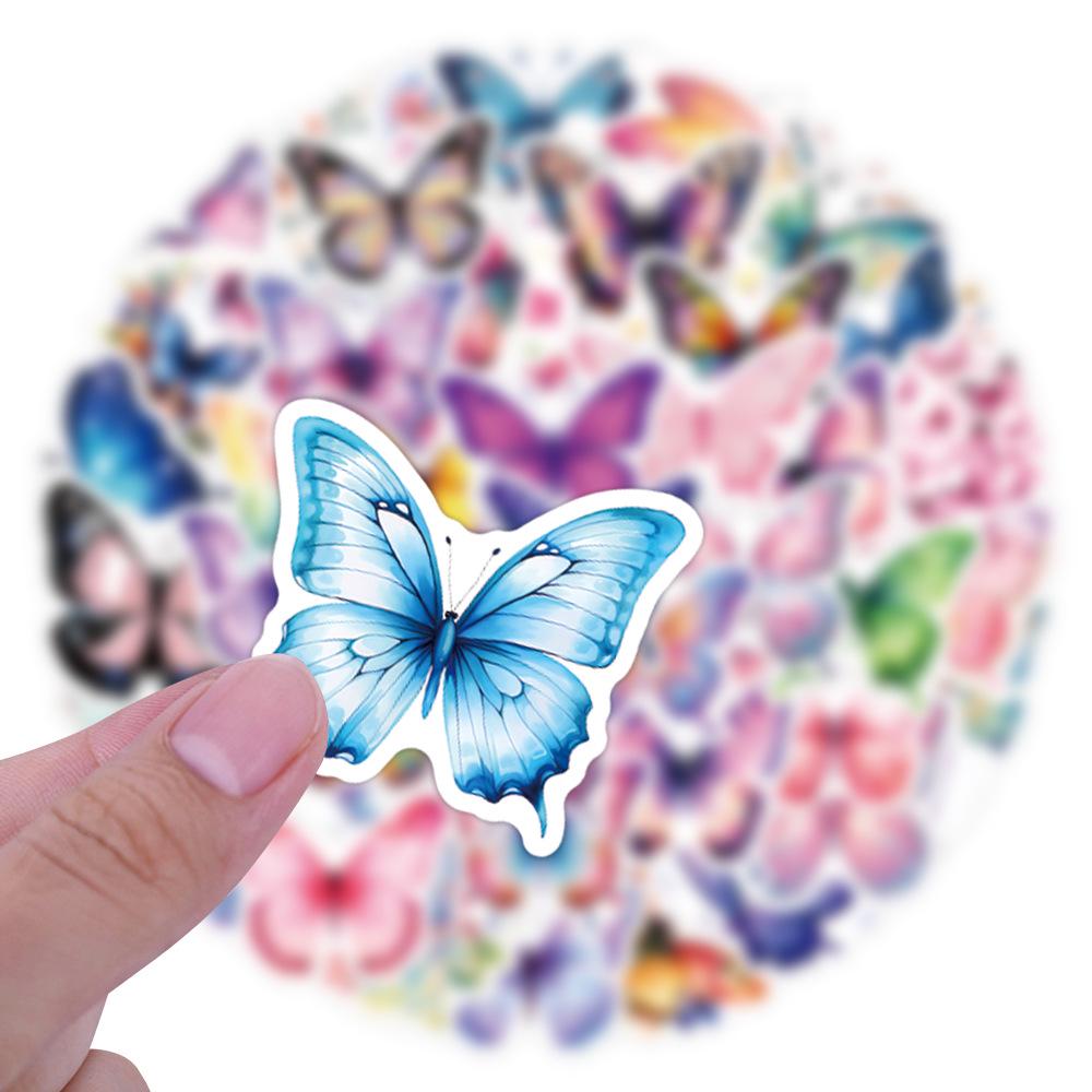 60 Waterproof Butterfly Cartoon Graffiti Stickers for Scooters, Notebooks, and Water Cups