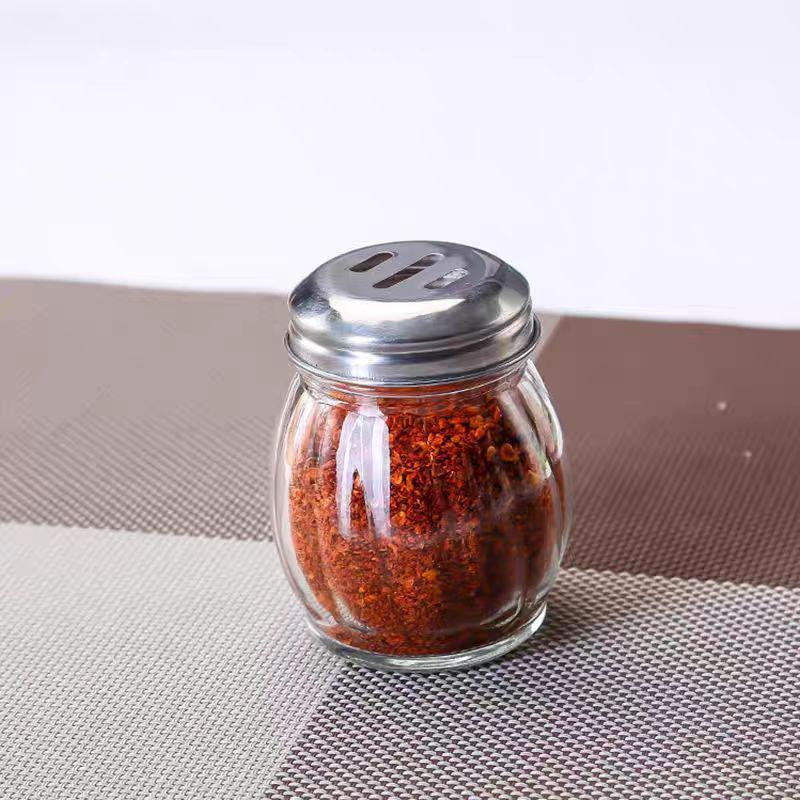 Transparent Glass Seasoning Jar with Open-Hole Lid for Kitchen Condiments