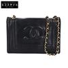 No. 3 Lambskin CC Logos Push Lock Chain Shoulder Bag Black/GDHardwareUsed
