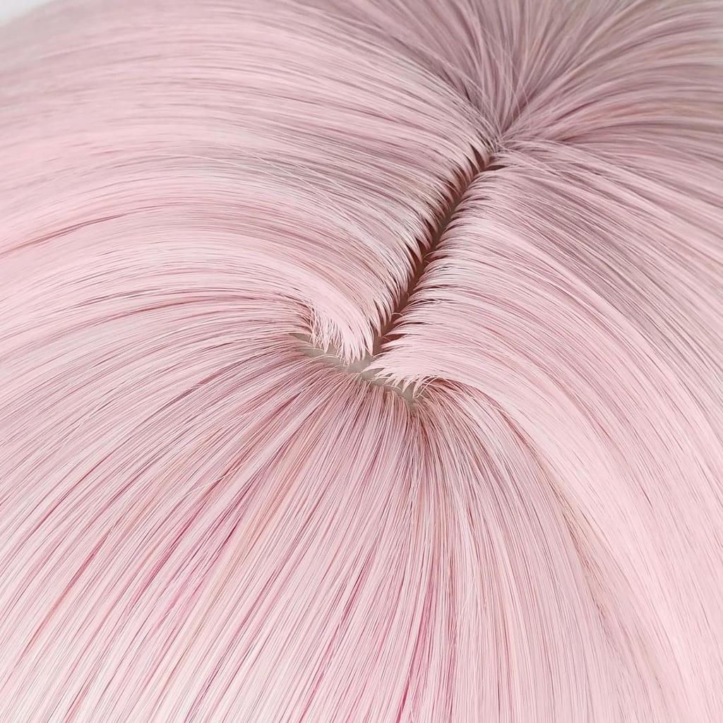 European American Anime Wig Collapse Star Dome Railway March 7th Light Pink Dimple Bangs Back Up Hairstyle