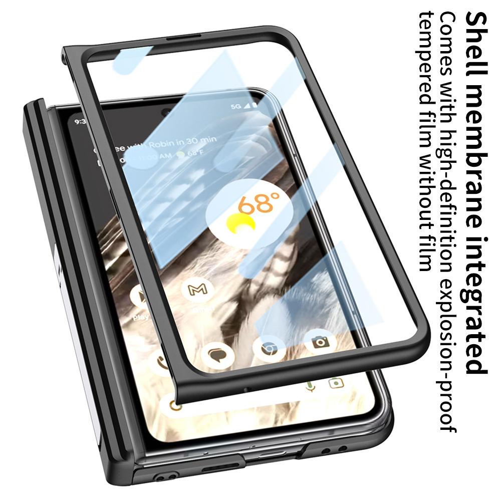 Dobradiça magnética para estojo de carregamento sem fio Magsafe para Google Pixel Fold capa de couro rígido para PC com suporte e capa de proteção de filme de vidro