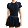 Summer Pool Dress With Collared Splicing Pattern For Beach Vacation And Yoga Practice