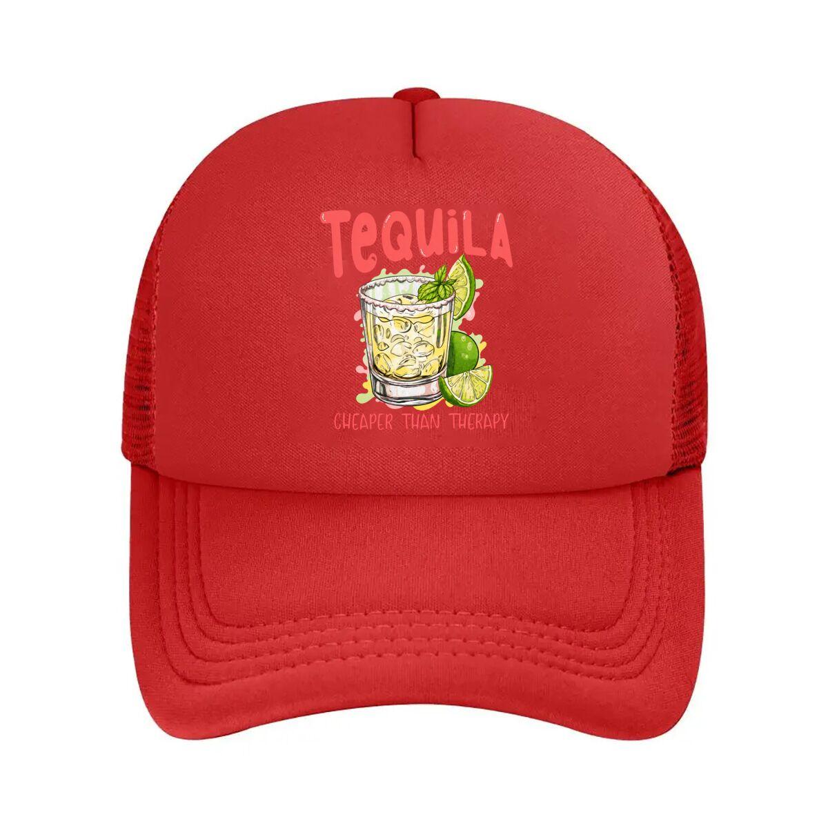 Tequila Cheaper Than Therapy Lime Cocktail Graphic Mesh Baseball Cap Hip Hop Adjustable