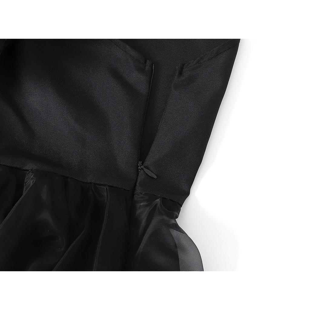 Girls Wednesday Addams Costume Dress, Gothic Party Cosplay, Halloween Role Play, Black Polyester Dress, 140cm