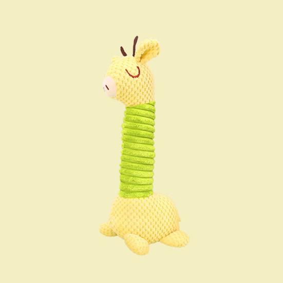 Pet Toy Pineapple Pattern Cartoon Giraffe Shape Bite-Resistant Plush Squeaky Dog Toy with Built-in Sound Long Neck Design Chew Toy