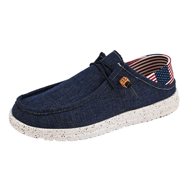 

Мужская повседневная обувь Легкие лоферы Мягкая мужская парусиновая обувь Вулканизированная обувь для мужчин Обувь для вождения на плоской подошве Слипоны Уличные кроссовки 39 темно-синий