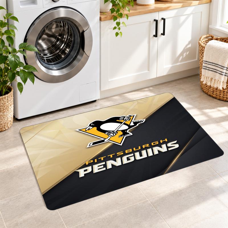 Flannel Kitchen Mat Pittsburgh Penguins Soft Area Rug Non Slip Floor Carpet Home Decoration