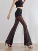 2025 European Style Lace See-through High-waisted Patchwork Long Straight Leg Pants