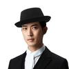 GEMVIE Wool Pork Pie Felt Soft Formal Wide Fedora Men's Hat, Women's Hat, Hat, Hat, Brim, Spring, Autumn, Winter, Party, Casual, Black,