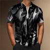 Men's Zipper Summer T-shirt, 3D Abstract Printed Golf Club, Zipper Short Sleeve Top, Fashion Clothing