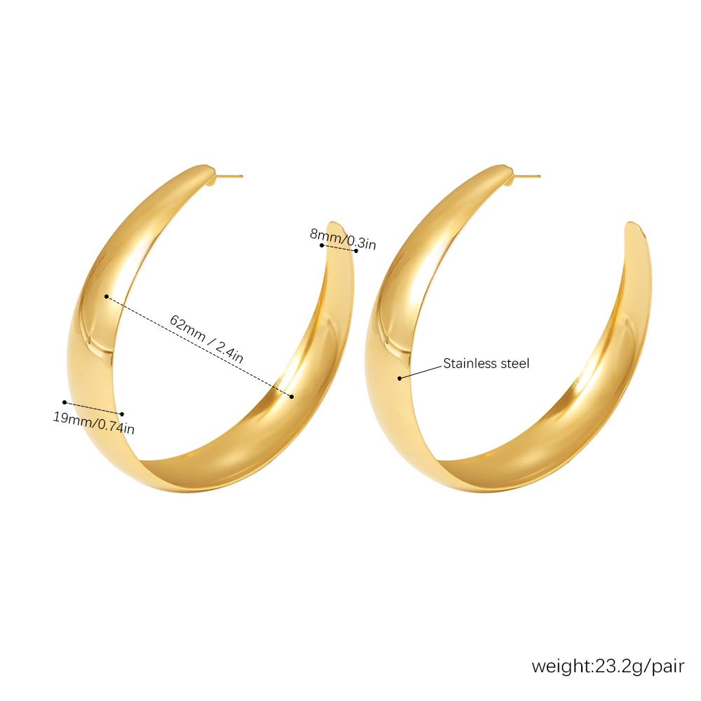 Hyperbole Große Creolen für Damen Edelstahl 18 Karat Vergoldet Glänzende Oberfläche Großer Damenohrring Einfache Damen Creolen