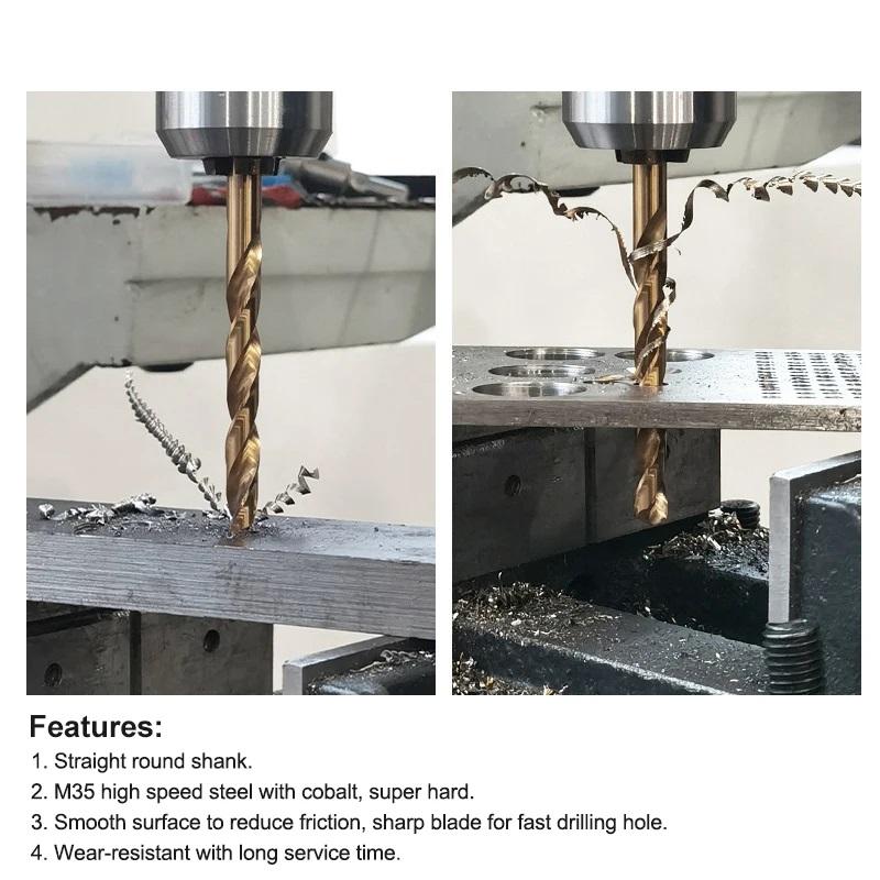 1 MM-13 MM Kobalt Schnellarbeitsstahl Spiralbohrer Loch M35 Edelstahl Werkzeugsatz Die gesamten Bodenmetall-Reibahlen-Werkzeuge