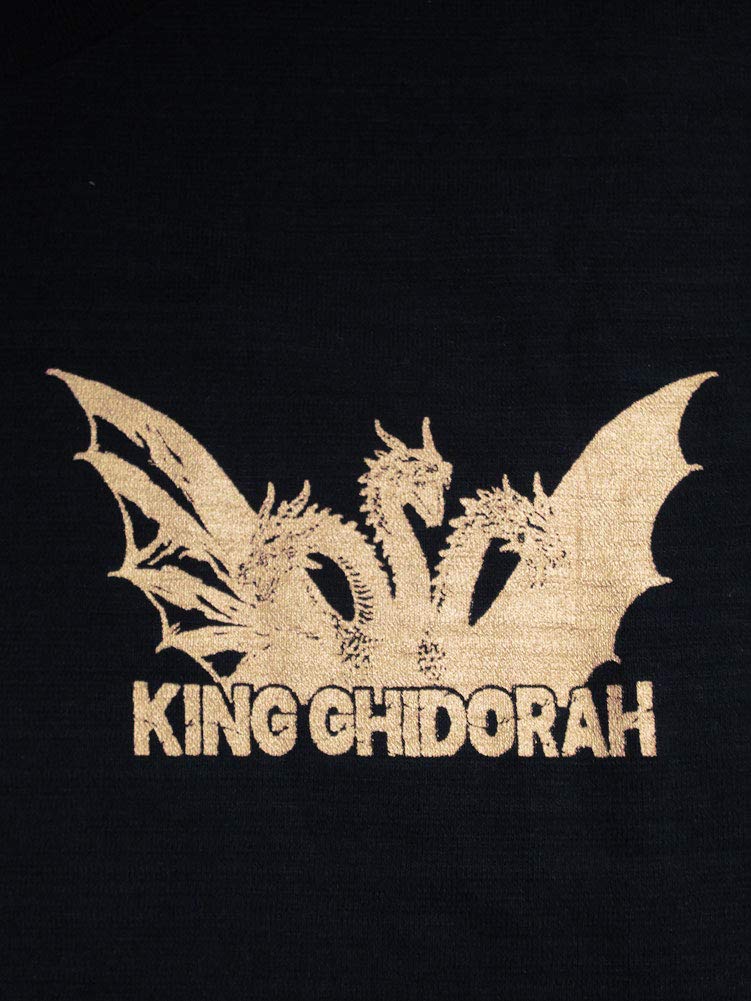 Forcart Discharge Print T-Shirt Black L (Length 68.5cm x Width 51cm) Fugaku King Ghidorah