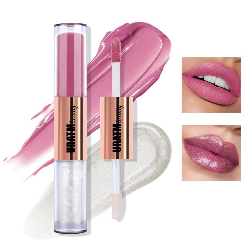 Double Head Lip Glaze Matt Überlappender Pearl Shine Lip Gloss Langanhaltender Lip Glaze Hochpigmentierter Lippenstift Geschenk für Frauen