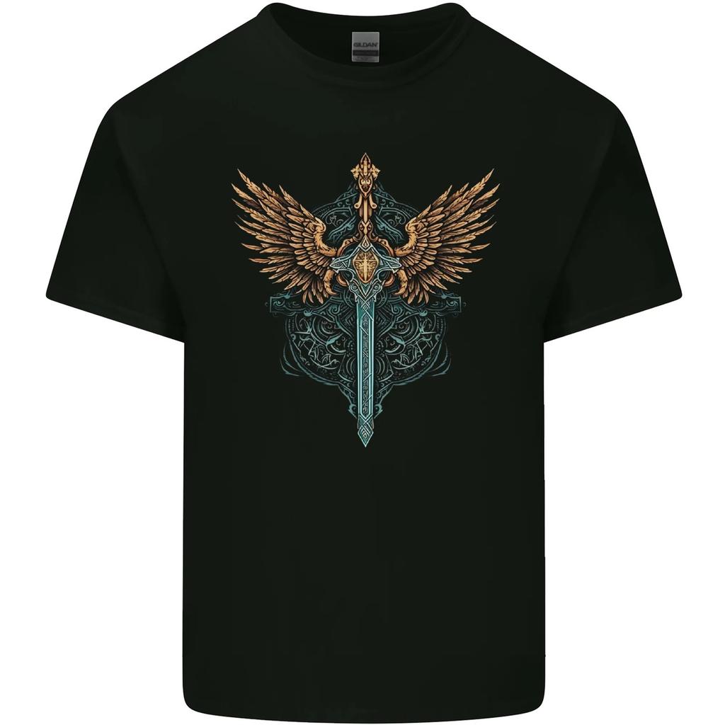 A Viking Sword With Wings Excalibur Tribal Mens Light Cotton T-shirt