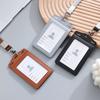 PU Leather Badge Holder Trifold Duty ID Card Holder for ID Name Card Business Name Tag Student ID Card