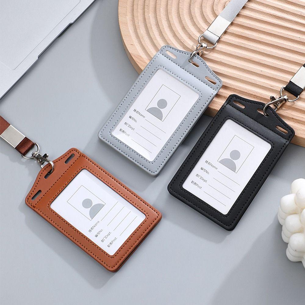PU Leather Badge Holder Trifold Duty ID Card Holder for ID Name Card Business Name Tag Student ID Card