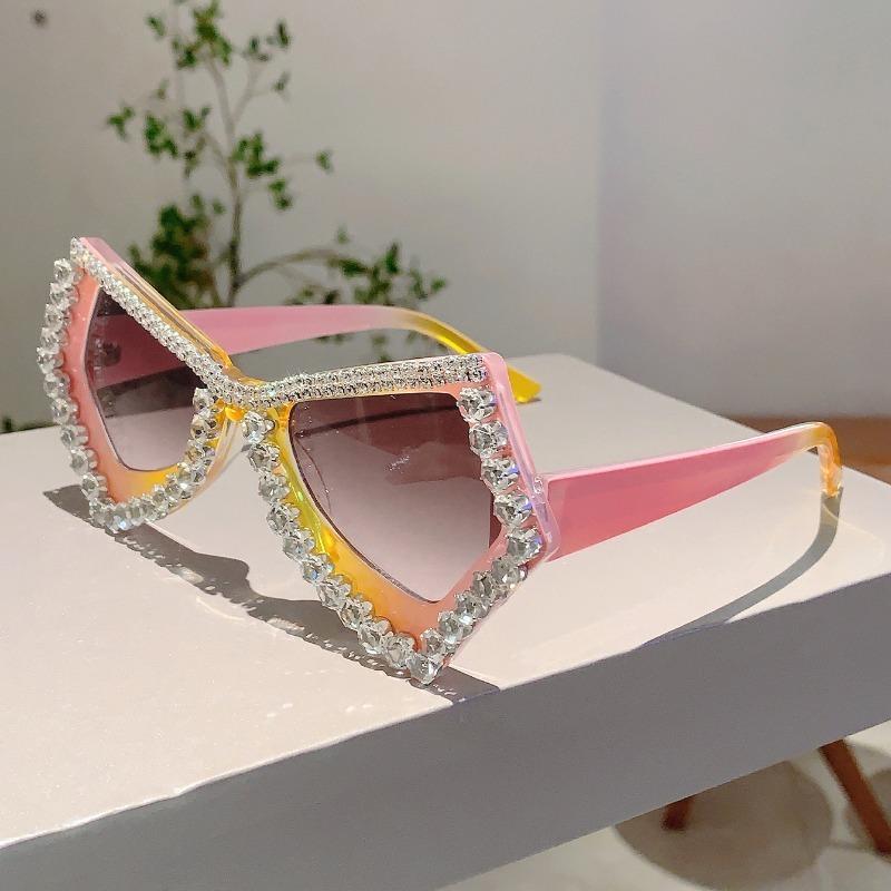 Diamond Shiny Shades Polygon Gradient irregular Women's Sunglasses Candy Color Butterfly frame Decoration Ladies Sun Glasses