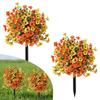2pc Artificial Ball-Shaped Multicolor Flower Bush with Ground Stake for Garden Patio Flower Bed Yard Outdoor Party Decor