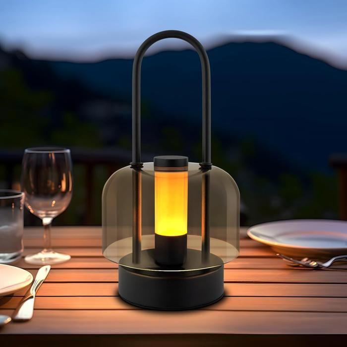 Lampe de table - NETTLIFE - LED portable rechargeable - Sans fil - Intensité 1800K-6500K - Noir