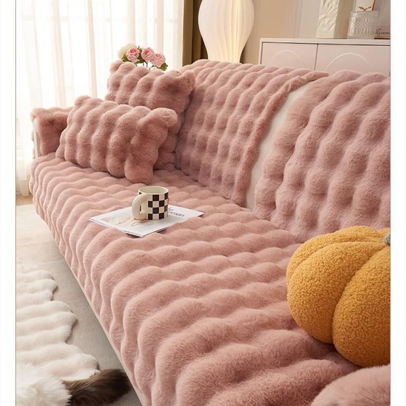 Non-slip Sofa Towel Dog Pet Sofa Cushion Winter Thicken Plush Corner Sofa Cover Sectional Chaise Longue Couch Mat Multi-size