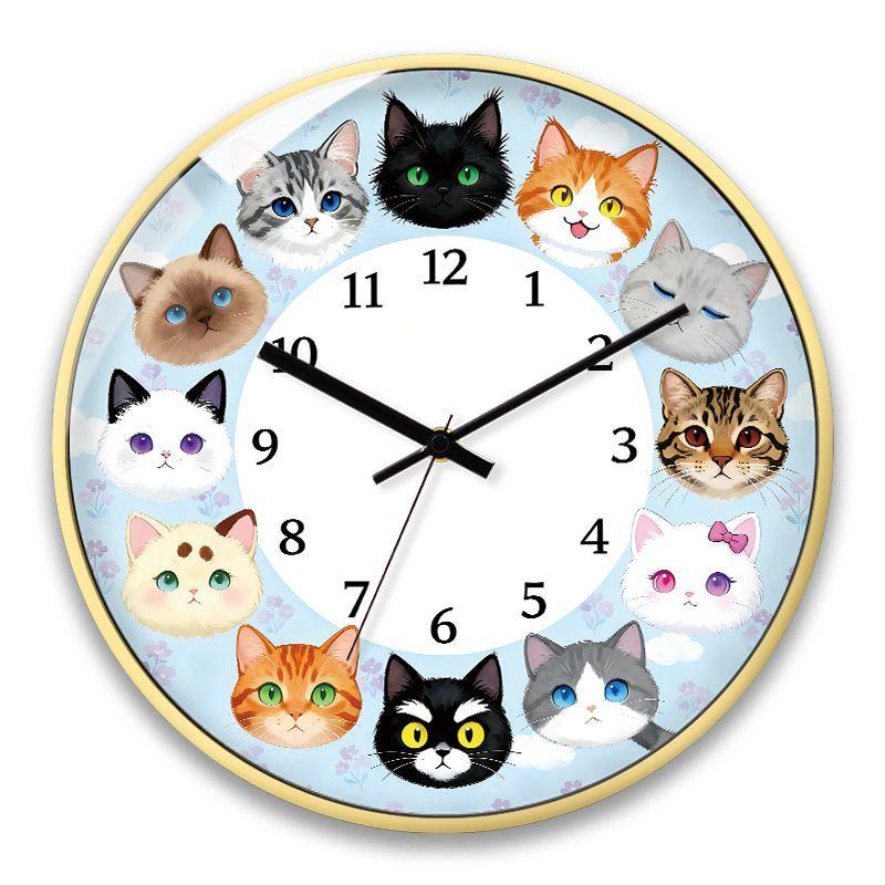 Children's Silent Cat Wall Clock Cartoon Clock Cute Creative Clock