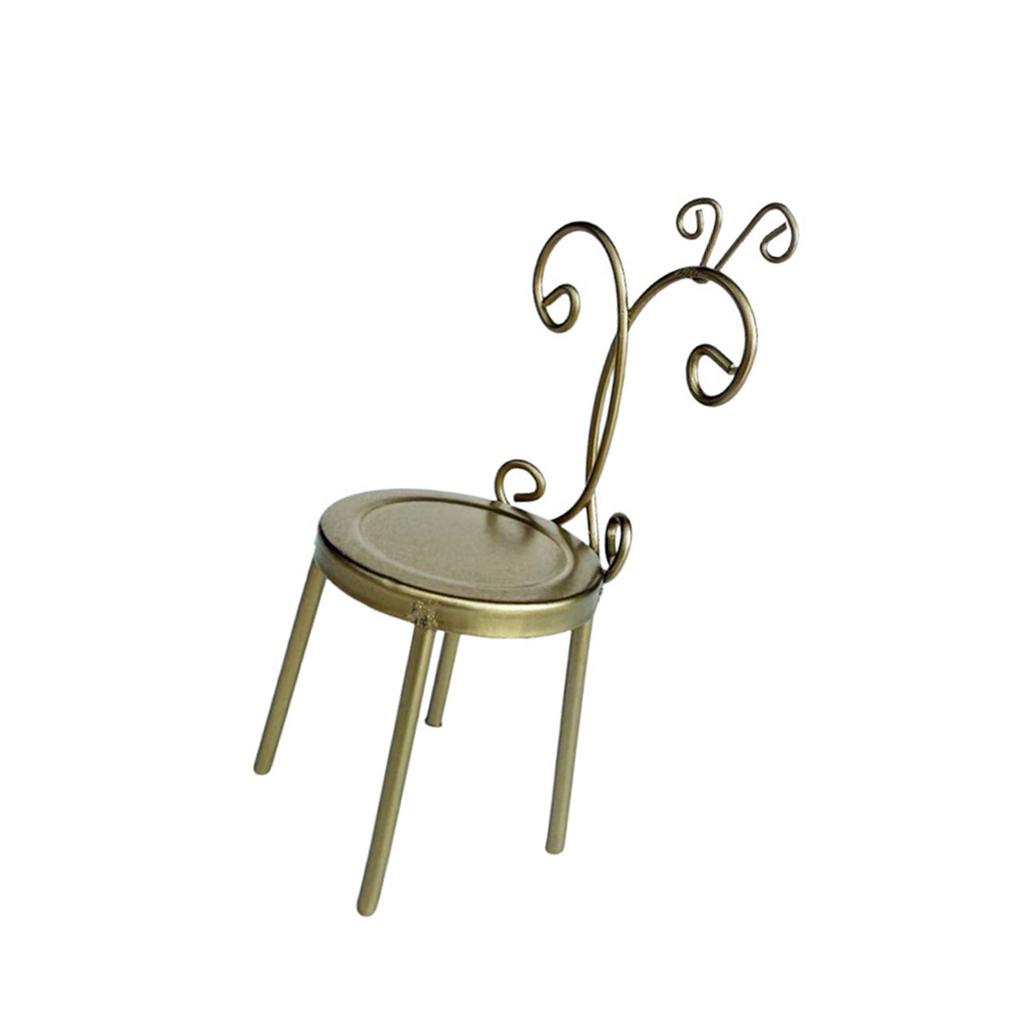 1/12 Scale Miniature Iron Back Chair Antique Design Alloy Dollhouse Furniture For Dollhouse Display And Collection