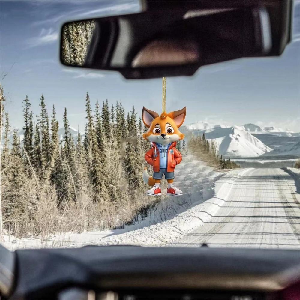 Cute Little Fox, 2D Flat Acrylic, Decorative for Car Pendants, Gifts, Christmas, Halloween