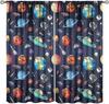 Kids Outer Space Curta, Universe Themed Earth Moon Rockets Stars Window Drapes, For Boys Girls Room Bedroom Living Room