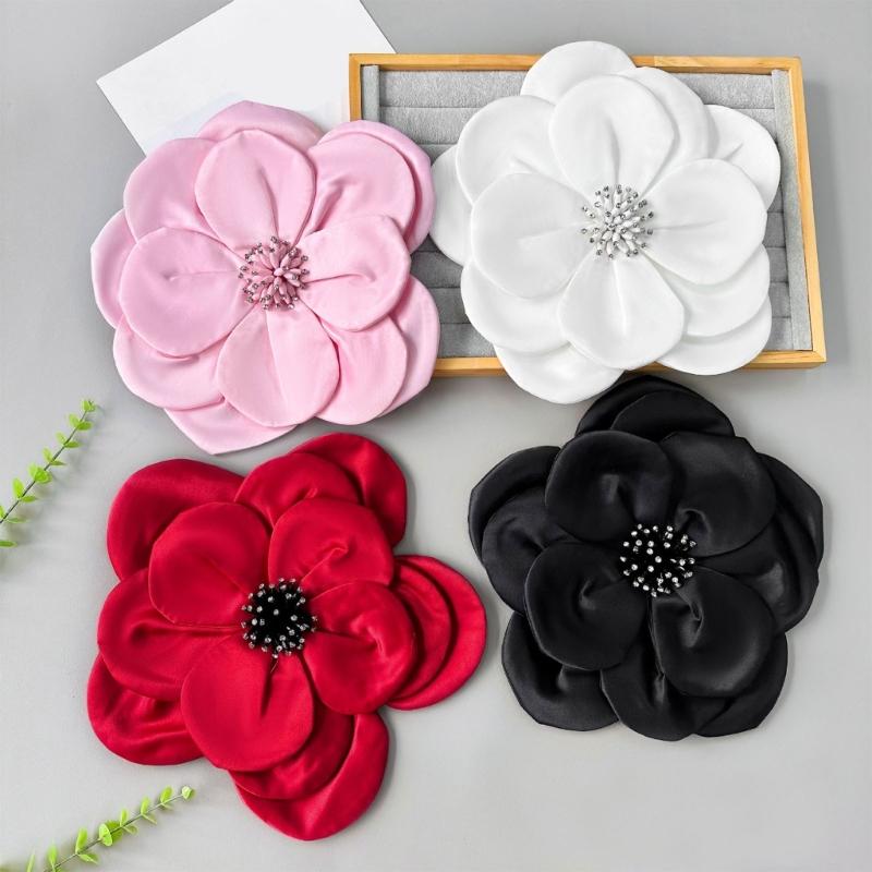 Multi Layer Soft Fabric Large Flower Brooch Stylish Breastpin for Dresses and Tops Floral Shaped Corsage Party Accessory