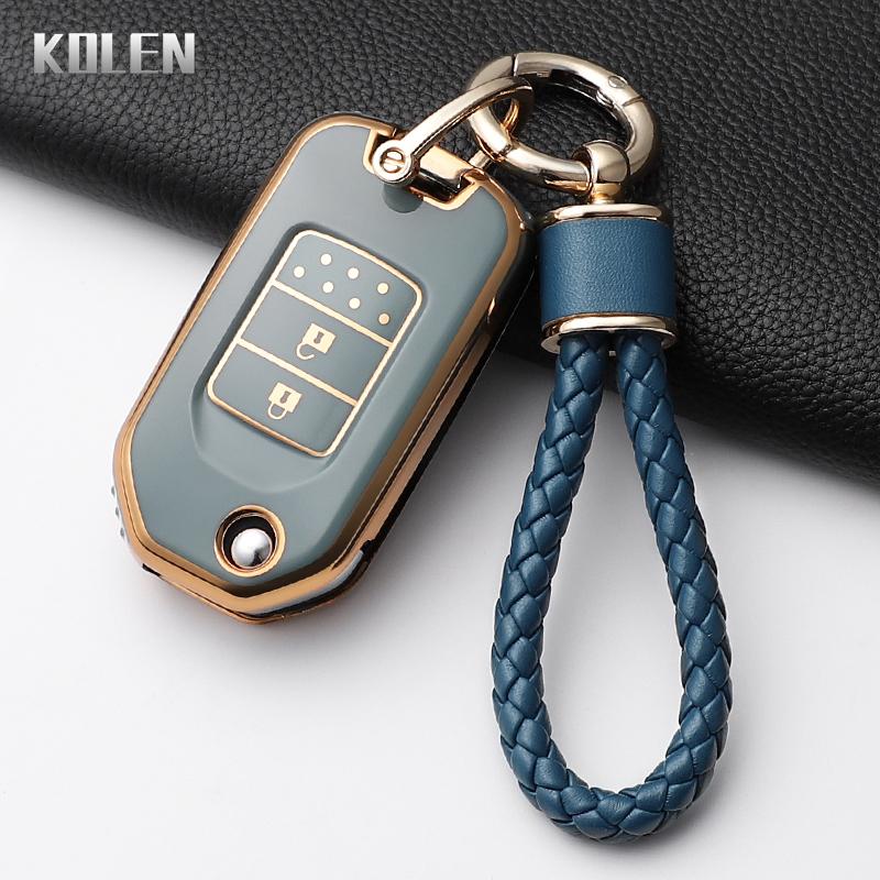 Fashion Tpu Car Folding Key Case Cover For Honda Civic Cr-V Hr-V Agreement Jade Crider Odyssey Protected Keychain Fob Shell Bag