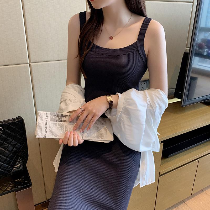 Summer New Suspender Dress Women's Long Dress Knee Long Vest Skirt Versatile