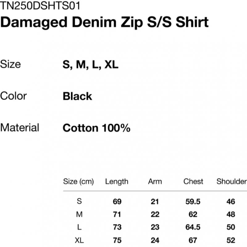 Thisisneverthat Damaged Denim Zip S S Shirt Black