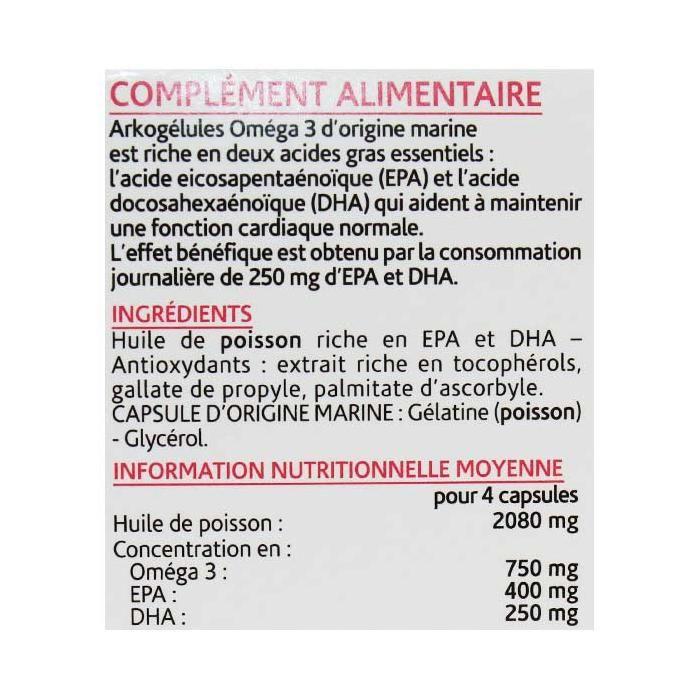 Arkopharma Arkogélules Omega 3 Origine Marine 60 Gélules