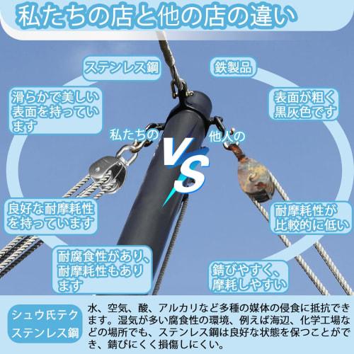 Shu-san Tech M20 Stainless Steel Double Pulley, SUS304, for Cargo Transport, Climbing, Swivel Type, Heavy-Duty Load Capacity 75 kg, Set of 2