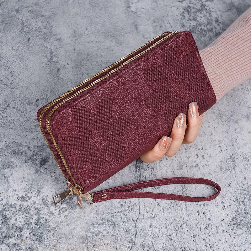 Vintage Doppelreißverschluss-Geldbörse: Geräumige, mehrlagige Handy- und Geldbörse mit Kartenhalter