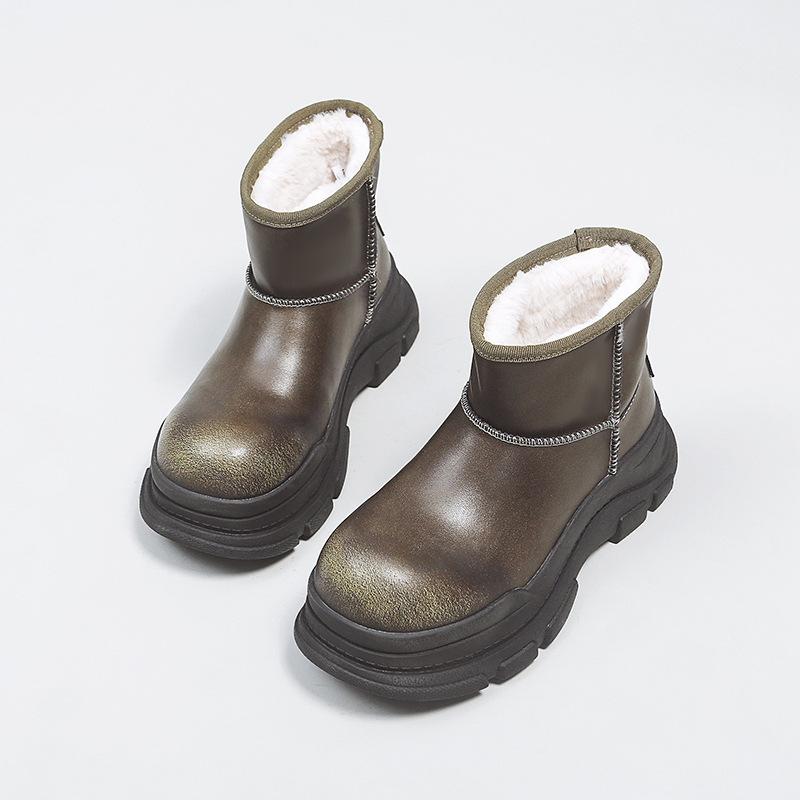 Thick-soled Snow Boots Women's 2025 New Winter Velvet Thickened Polished Martin Boots Small Retro Short Boots