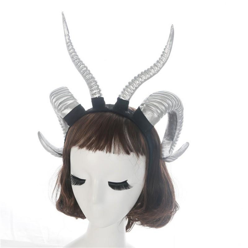 Plastic Resin Bull Horn Headband Halloween Party Cosplay Costume Accessory Unisex U-Shaped Hair Clip