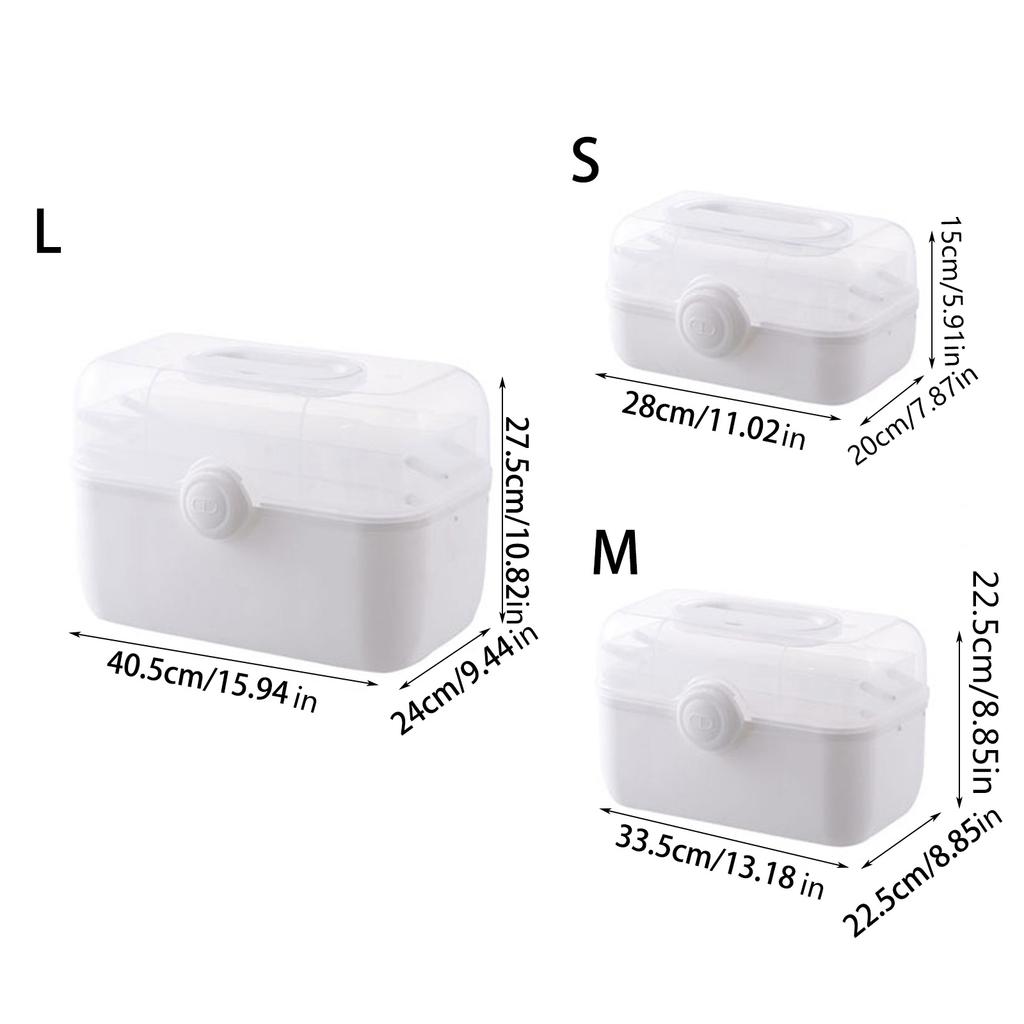 Plastic Medicine Storage Box with Lid and Handle Waterproof Container for Adults Male Female Organizer Holder