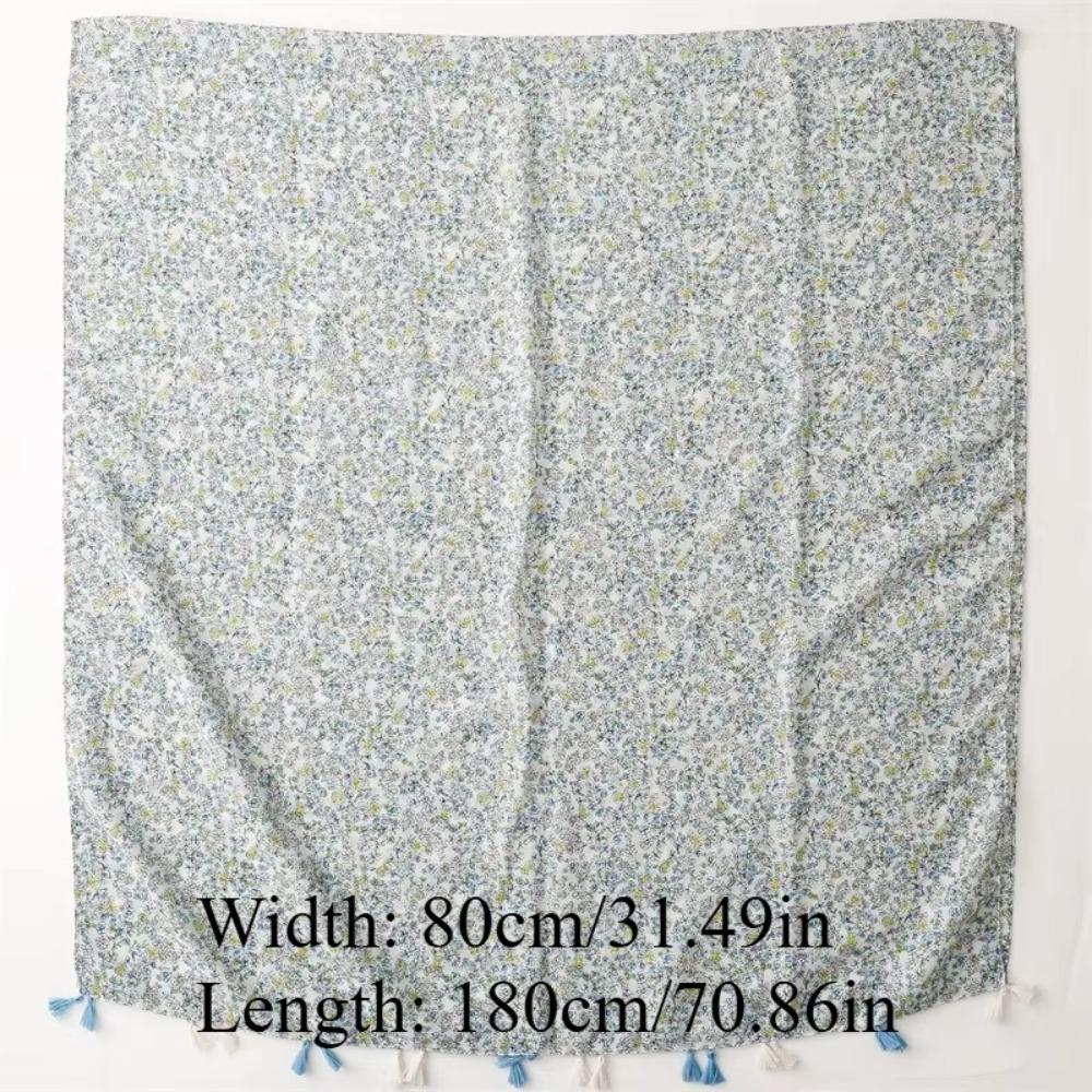 Retro Fringed Scarf Flower Print Yarn Shawl Fashion Travel Beach Towel  Women's Accessory