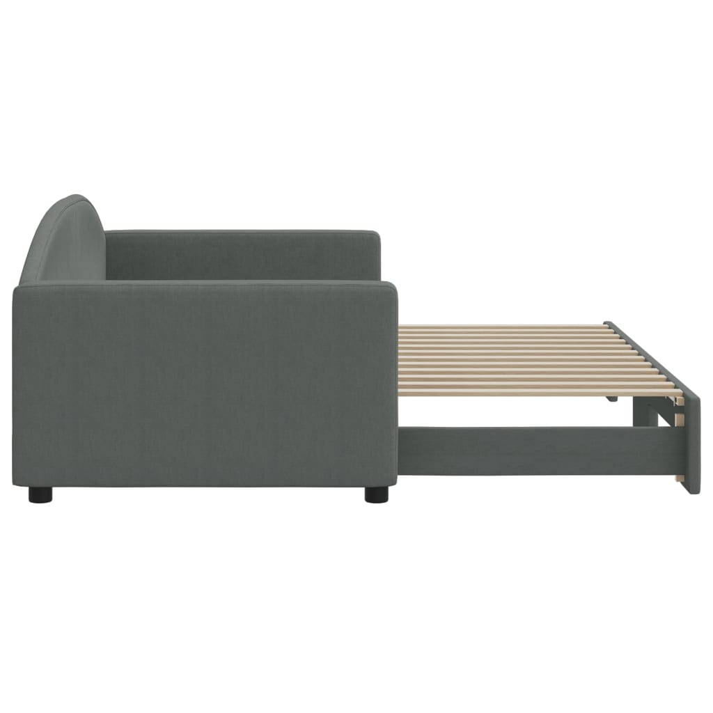 Pull Out Daybed Dark Gray 90 x 200 cm Fabric