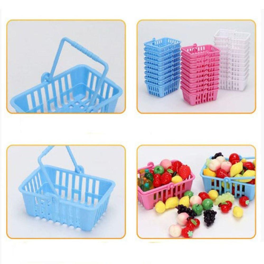 5pcs Multicolors Basket Toys Mini Shopping Hand Basket Model Doll House
