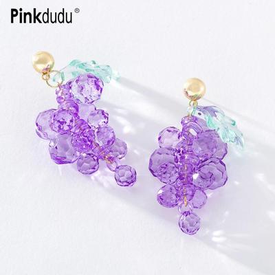 Lila Trauben String Drop Ohrringe Legierung Acryl Japanischen Stil Süße Frische Kreative Obst Serie Ohrringe für Frauen Schmuck Geschenke PD1360