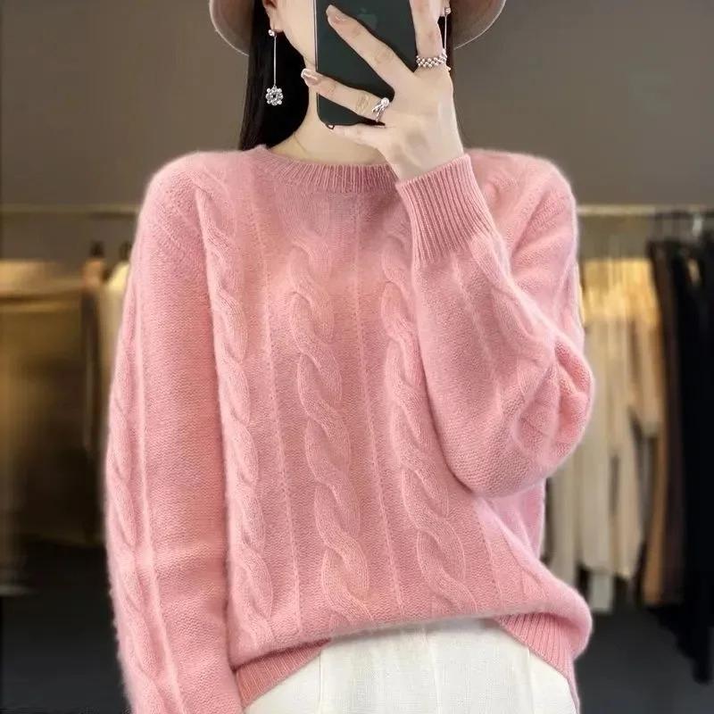 Women Sweater O-Neck Long Sleeve Cashmere Knitwear Pullover Fashion Autumn Clothing Tops