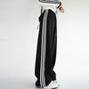 Women's Loose-Fit Striped Sweatpants Autumn Winter Casual High Waist Slim Straight-Leg Pants  Elastic Bunded Feet Bottoms