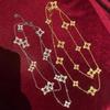 Four-leaf Clover Necklace Rhombus Flower Sweater Chain Accessible Luxuryclassy Flower Accessories