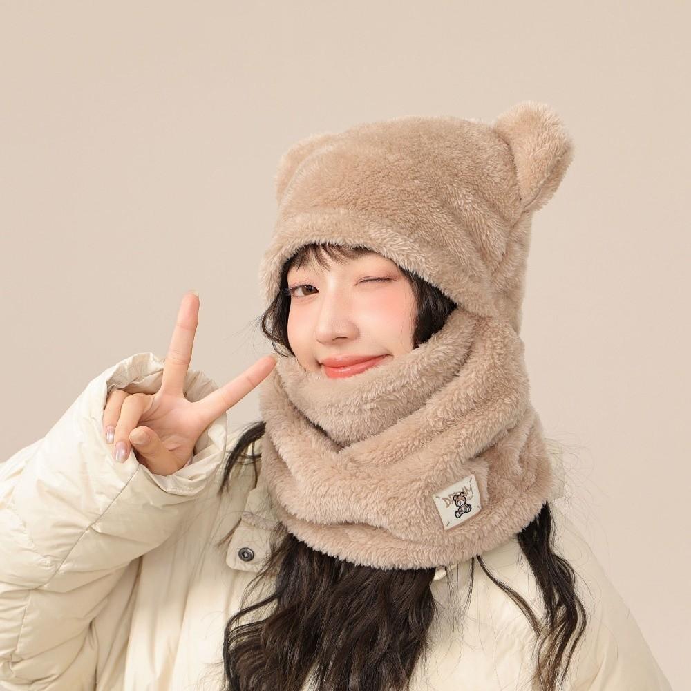 Cute Bear Pullover Cap Warm Neck Warmer New Hooded Hat  Gift