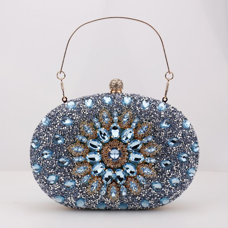 Rhinestone Clutch Purses for Women Evening Wedding Formal - Round Pearl Clasp Handbag - Crystal Diamond Bag