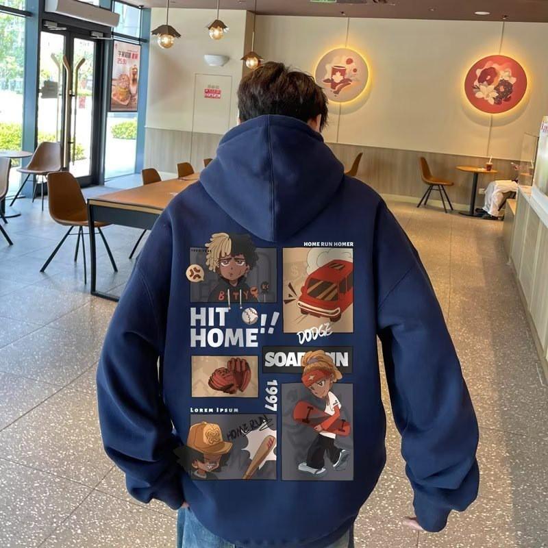 Herren Übergroßes Kapuzensweatshirt Lockerer Schnitt Streetwear Pullover Herbst Freizeitjacke